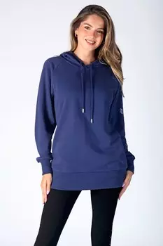 Длинное худи темно-синего цвета с логотипом Pineapple, синий