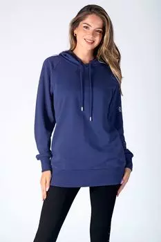 Длинное худи темно-синего цвета с логотипом Pineapple, синий