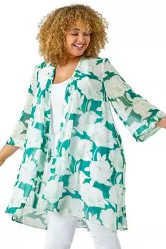 Длинное кимоно Curve с цветочным принтом Roman, зеленый