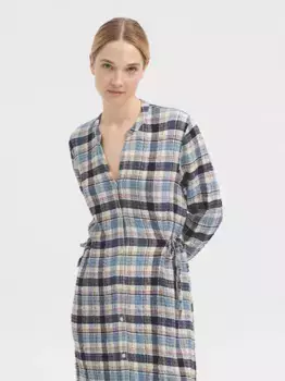 Длинное клетчатое платье с воротником-стойкой Nice Things, цвет Crudo