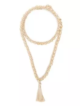 Длинное колье в технике кроше Alanui, нейтральный цвет