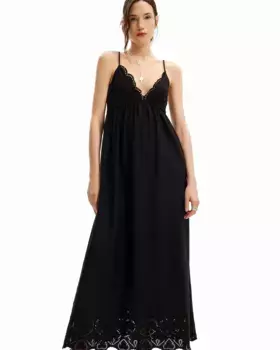 Длинное кружевное платье Desigual, черный