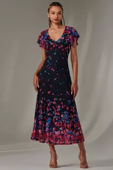 Длинное кружевное платье с рукавами крылышками Jolie Moi, розовый