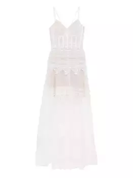 Длинное кружевное платье Saiid Kobeisy, белый