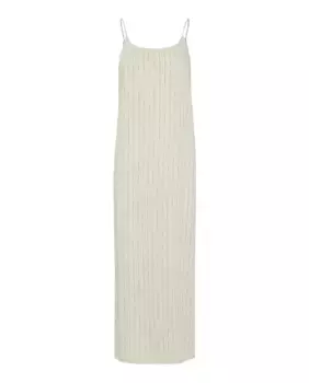 Длинное льняное платье на бретелях Pieces, цвет Nude