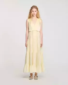 Длинное льняное платье Sandro, жёлтый