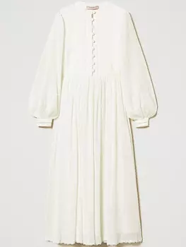Длинное льняное платье TWINSET Plumetis, белый