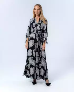 Длинное лунное платье с цветочным принтом Niza, черный