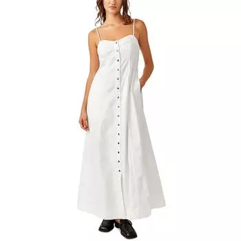 Длинное макси-платье из денима Just Jill Free People, слоновая кость