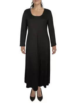 Длинное макси-платье с круглым вырезом для женщин Plus 24seven Comfort Apparel, черный