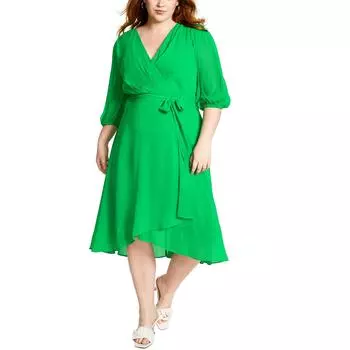 Длинное макси-платье с запахом Plus Womens DKNY, цвет apple green