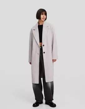 Длинное мягкое пальто Bershka, фиолетовый