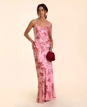 Длинное нижнее платье на бретелях The-Are, красный