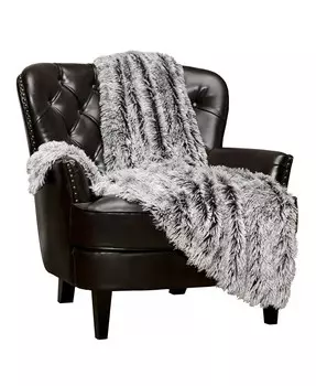 Длинное одеяло из искусственного меха волка премиум-класса — мягкое, пушистое одеяло — для кровати или дивана — 50 x 65 дюймов — желтое Chanasya, черный