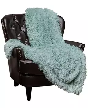 Длинное одеяло из искусственного меха волка премиум-класса — мягкое, пушистое одеяло — для кровати или дивана — 50 x 65 дюймов — желтое Chanasya, синий