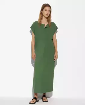 Длинное однотонное платье с короткими рукавами Parfois, цвет Kaki