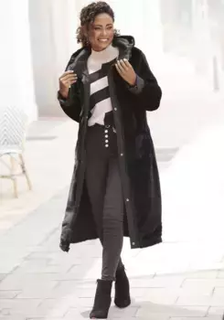 Длинное пальто Buffalo, двустороннее, с большим капюшоном и карманами, устойчивое к атмосферным воздействиям двустороннее пальто, черный