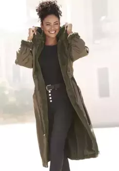 Длинное пальто Buffalo, двустороннее, с большим капюшоном и карманами, устойчивое к атмосферным воздействиям двустороннее пальто, хаки