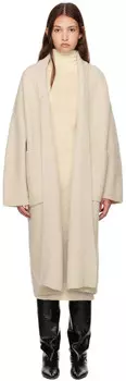 Длинное пальто цвета «Off-White» с двойной лицевой стороной Lauren Manoogian
