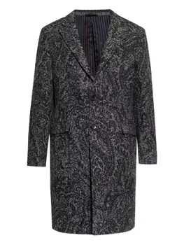 Длинное пальто ETRO с узором пейсли, черный