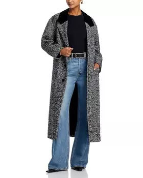 Длинное пальто FRAME с узором «в елочку», черный