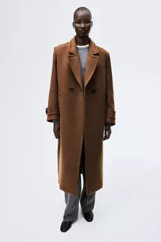 Длинное пальто H&M, коричневый