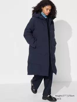 Длинное пуховое пальто Uniqlo, 69 темно-синий