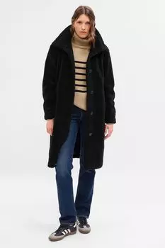 Длинное пальто из шерпы Gap, черный