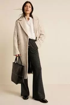 Длинное пальто из ткани букле Next, бежевый