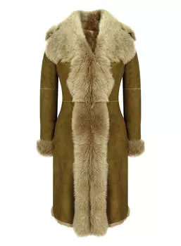 Длинное пальто из замши Toscana Sheepskin TruClothing, коричневый