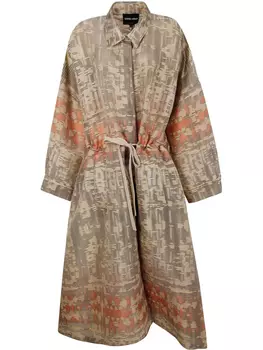 Длинное пальто из жаккарда Giorgio Armani Cannet, нейтральный