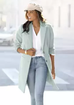 Длинное пальто LASCANA, классического дизайна, женское пальто, блейзер, пальто в стиле кэжуал-шик, зеленый