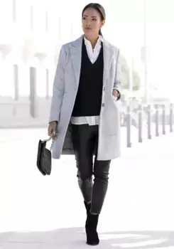 Длинное пальто LASCANA, классического дизайна, женское пальто, блейзер, пальто в стиле кэжуал-шик, цвет Grau-Meliert