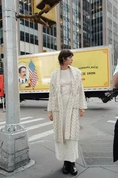 Длинное пальто с косами ZARA, экрю