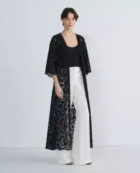 Длинное пальто с кружевом Banarassi, чёрный