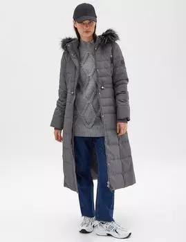 Длинное пальто с наполнителем из гусиных перьев, антрацит Kayra