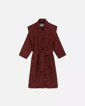 Длинное пальто с подплечниками и рисунком «гусиная лапка» в кораллово-черном цвете WILD PONY