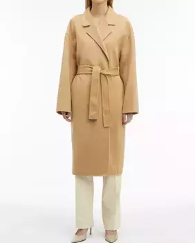 Длинное пальто с поясом Calvin Klein, коричневый