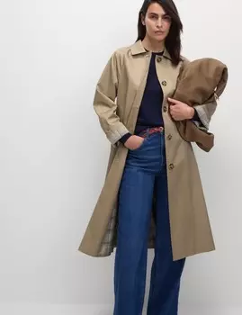 Длинное пальто Stormwear из хлопка с высоким содержанием хлопка Marks & Spencer, цвет Natural beige