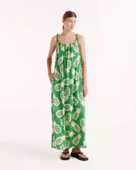 Длинное платье 100% вискоза с принтом ананаса Compaa Fantstica, зеленый