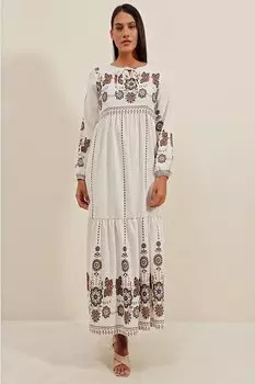 Длинное Платье 1947 С Узором – Темно-Коричневый Bigdart
