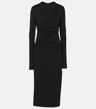 Длинное платье Acline из смеси шерсти и хлопка Sportmax, черный