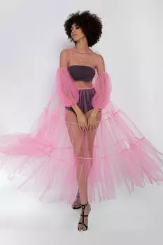 Длинное платье Alena из прозрачного тюля Helene Galwas, розовый