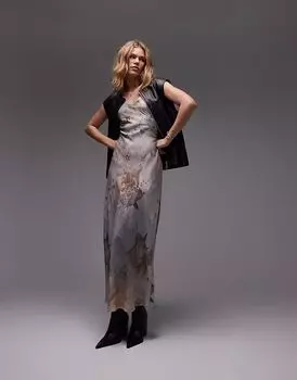 Длинное платье AllSaints Bryony нежно-голубого цвета