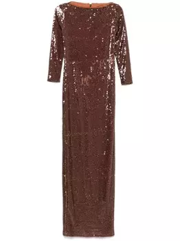 Длинное платье Ana Radu, украшенное пайетками, коричневый