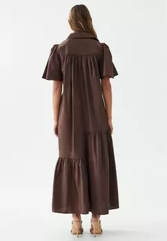 Длинное платье BEA FRILLED WILLA, коричневый