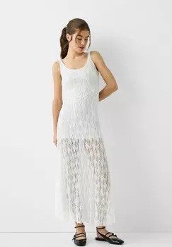 Длинное платье Bershka, белый