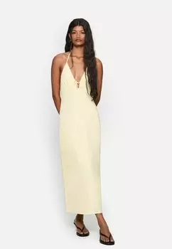 Длинное платье Bershka, светло-желтый
