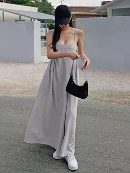 Длинное платье без бретелей и спины с поддержкой бюста Dazy, серый