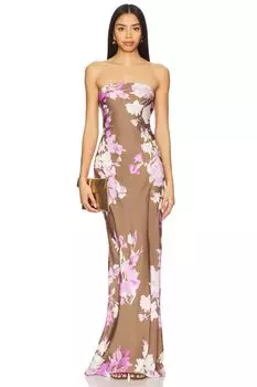 Длинное платье без бретелек Rococo Sand, brown pink